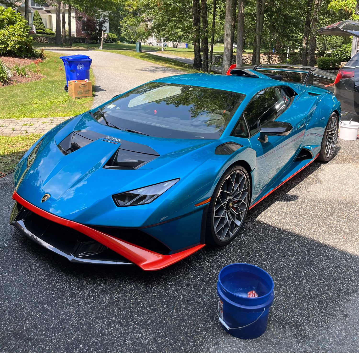Teal Lamborghini detailed by Spade Detailing